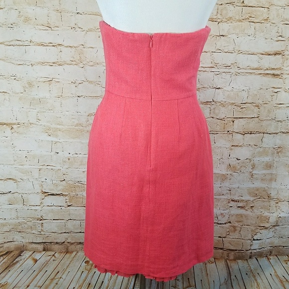 J.Crew Pink Metallic Linen Blend Strapless Dress - Picture 5 of 7